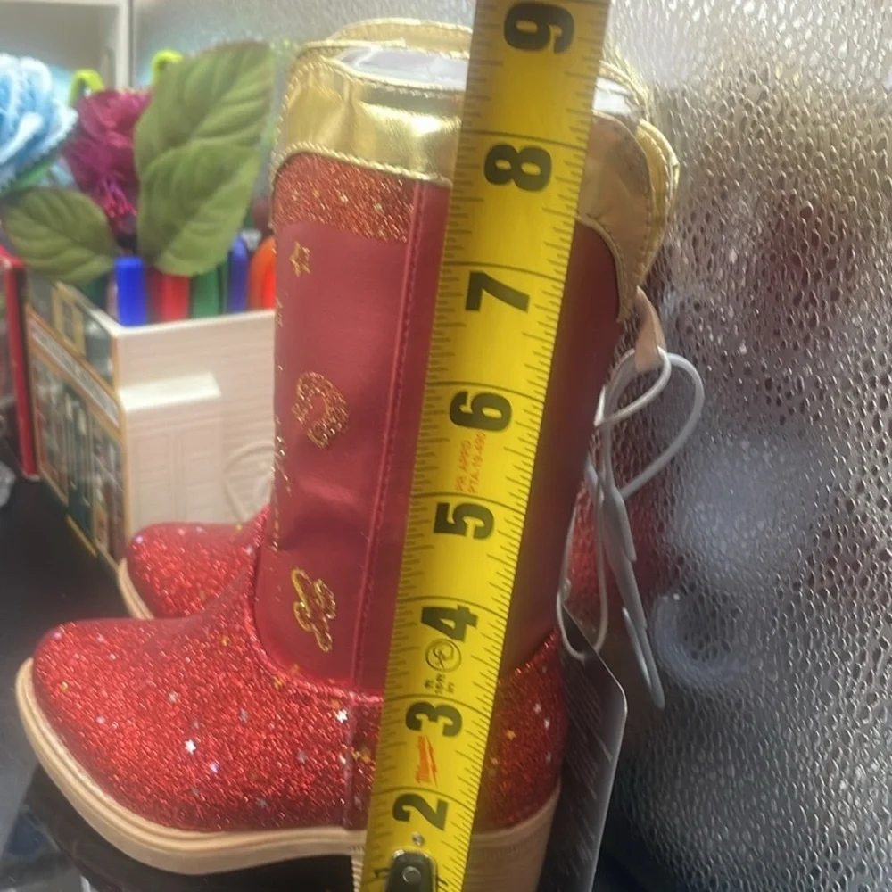 Disney Red and Gold Glitter Cowboy Boots Kids Costume - Picture 5 of 7